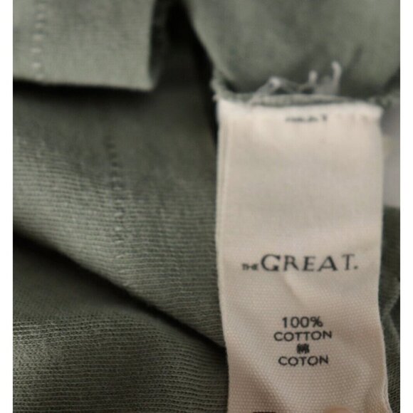 THE GREAT. Women's Size 0 XS Pistachio Green T-Shirt Distressed S/S Cotton Top - Picture 4 of 8